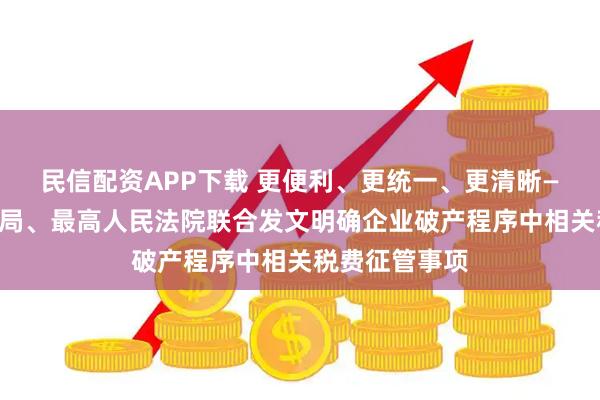 民信配资APP下载 更便利、更统一、更清晰——国家税务总局、最高人民法院联合发文明确企业破产程序中相关税费征管事项